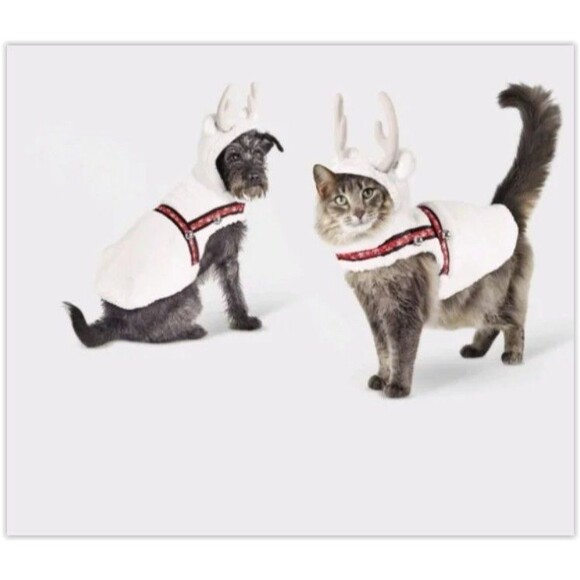 Dog Costume Workshop White Reindeer with Bells, Size Small - New - Picture 1 of 9